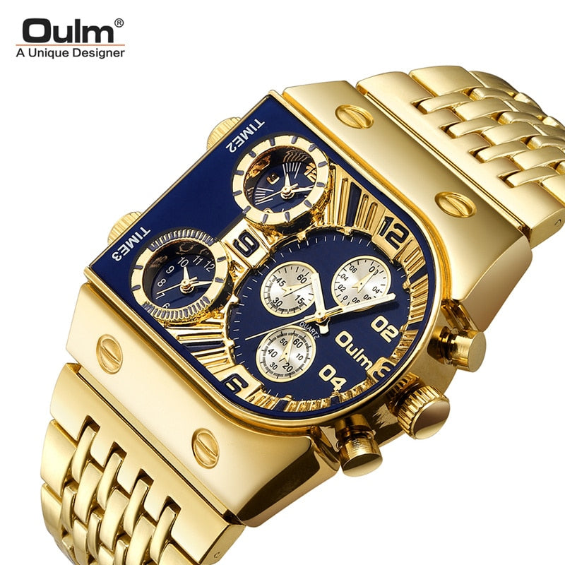 Relógio Masculino Oulm Gold Limited Edition Original