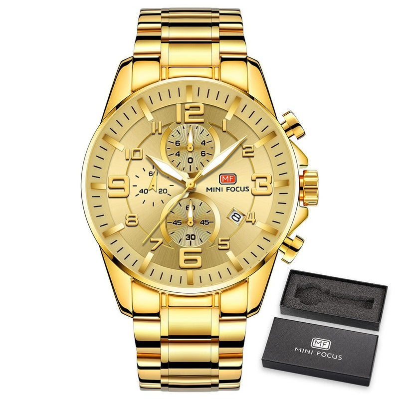 Relógio Masculino Dourado Premium Gold Luxo Original