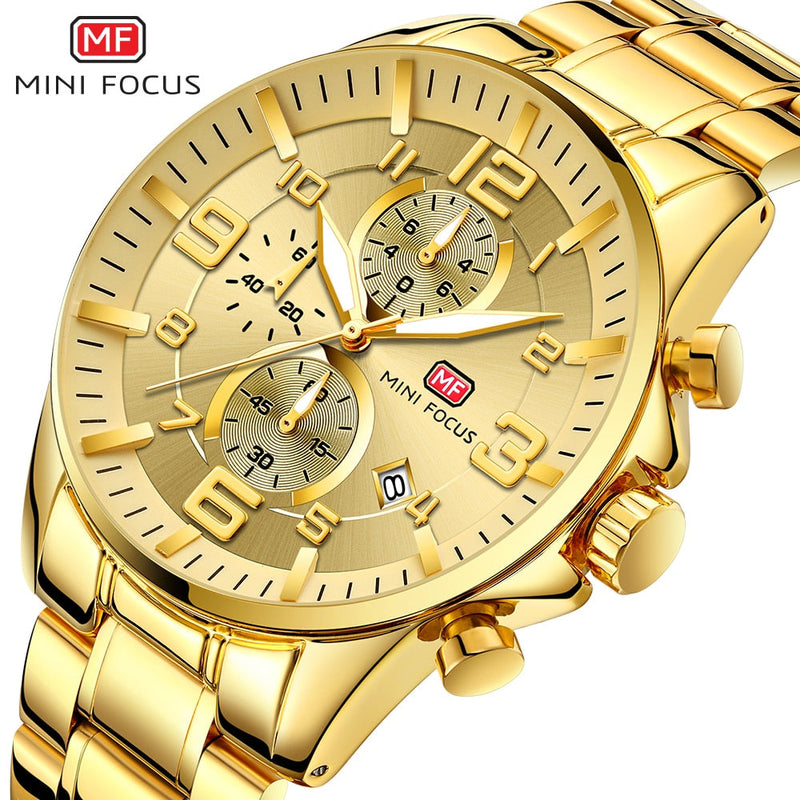 Relógio Masculino Dourado Premium Gold Luxo Original