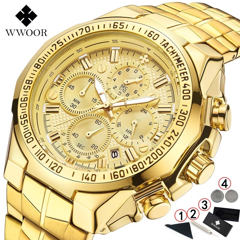 Relógio Masculino Golden Deluxe Wwoor Original