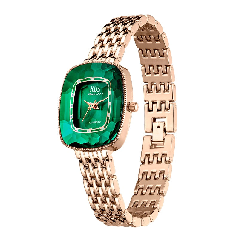 Relógio Feminino Pequeno Diamond Green Original