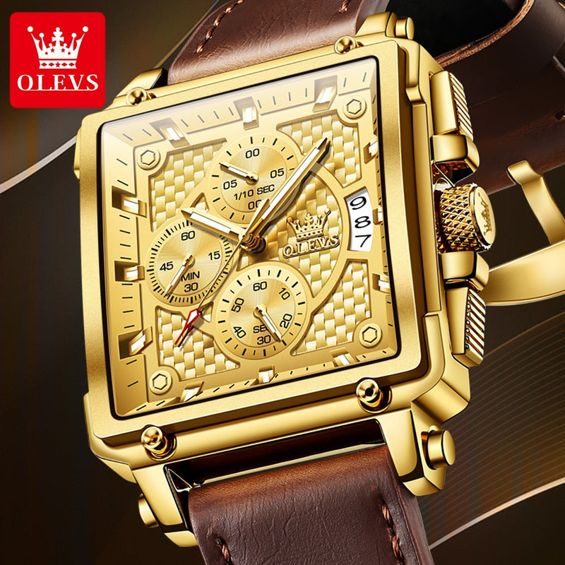 Olevs Luxury Original Square Men's Watch