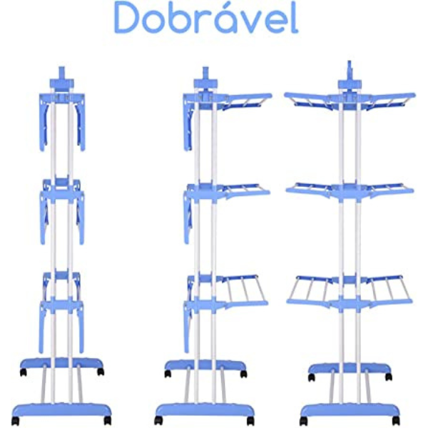 Varal Torre 3 Andares Inox Retrátil Compacto