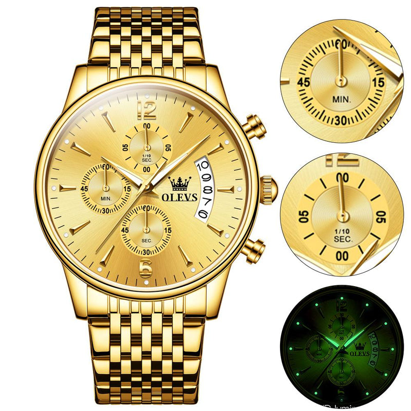 Gold Boss Olevs Original Men's Golden Watch