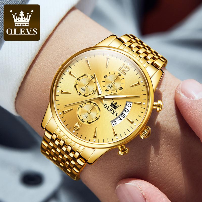 Gold Boss Olevs Original Men's Golden Watch