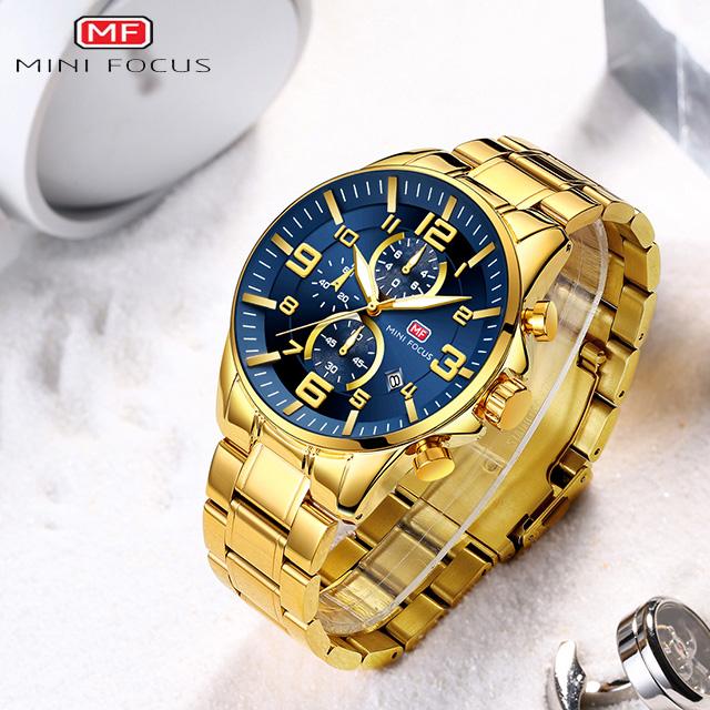 Relógio Masculino Dourado Premium Gold Luxo Original