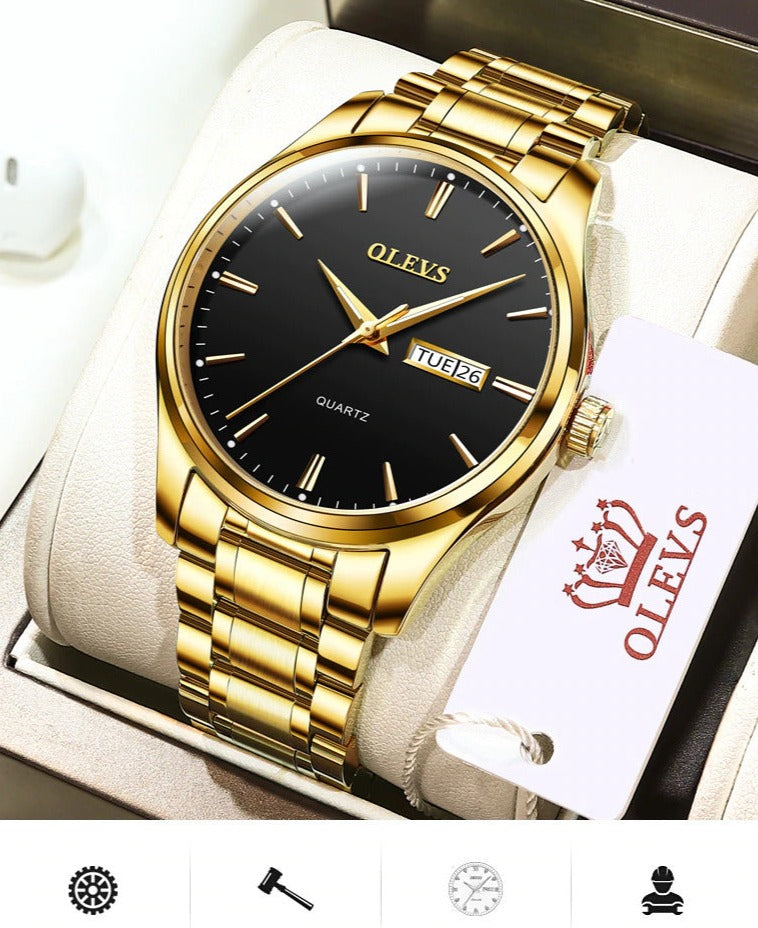 Relógio Masculino Dourado Olevs Automático Casual Original