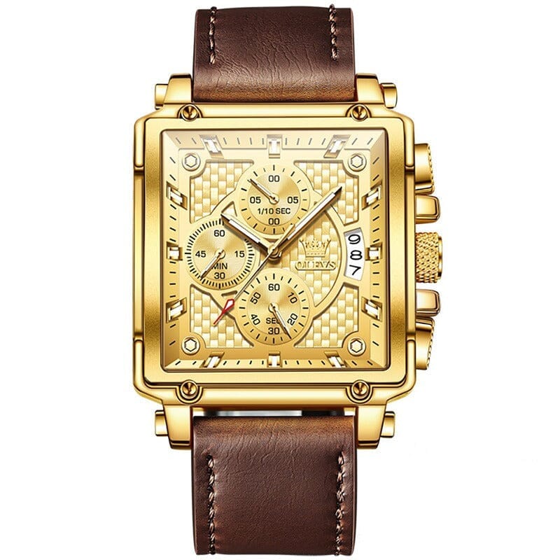 OLEVS Fine Gold Watch - Genuine Leather