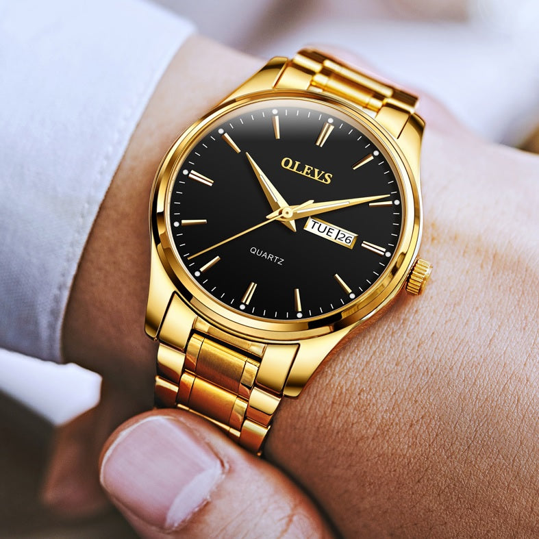 Men's Gold Stainless Steel Watch with Sapphire Crystal - Gold Edition Luxury